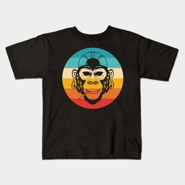 Vintage Reggae Monkey Kids T-Shirt by Dojaja